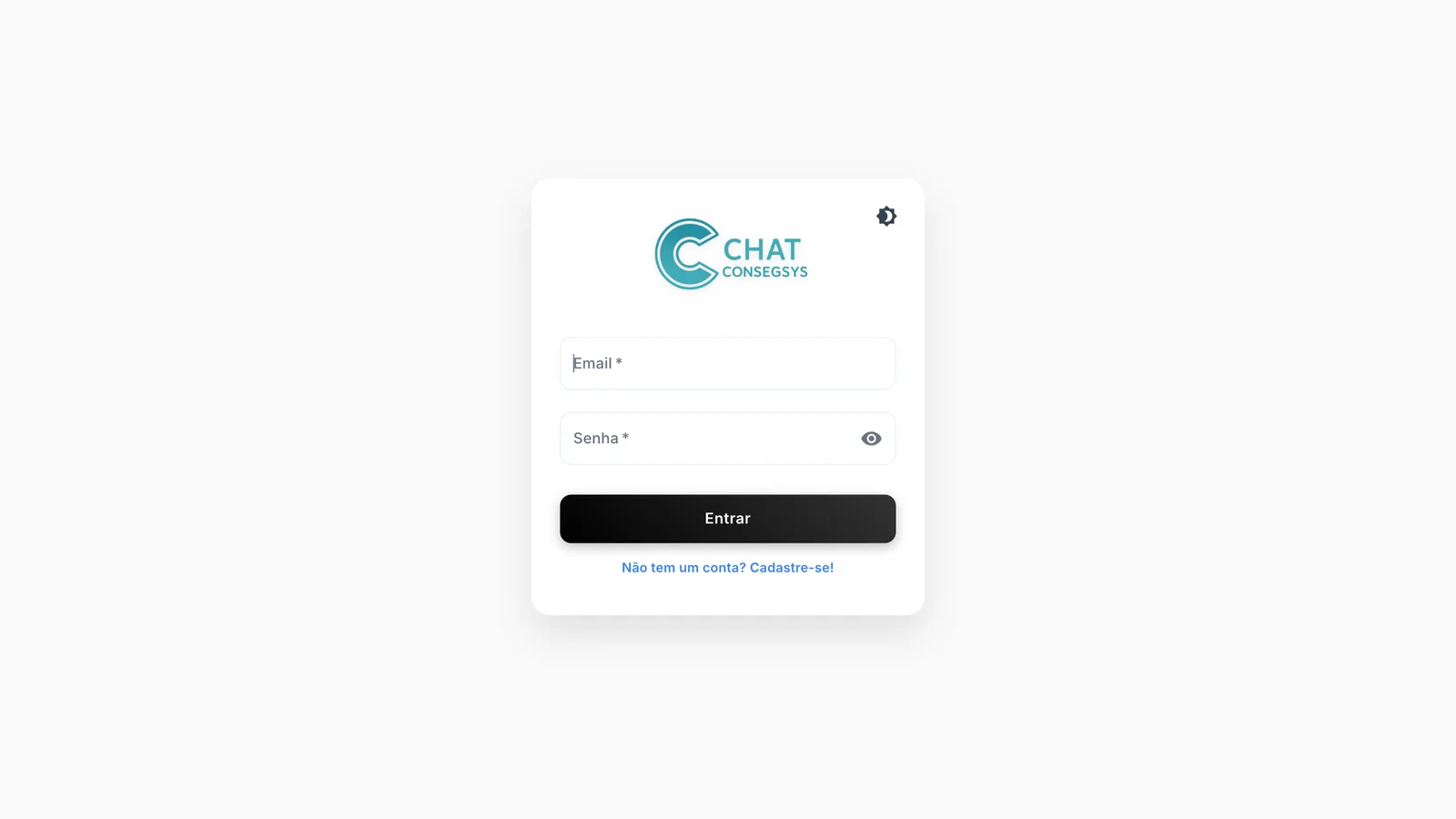 Tela de acesso da plataforma Chat Consegsys