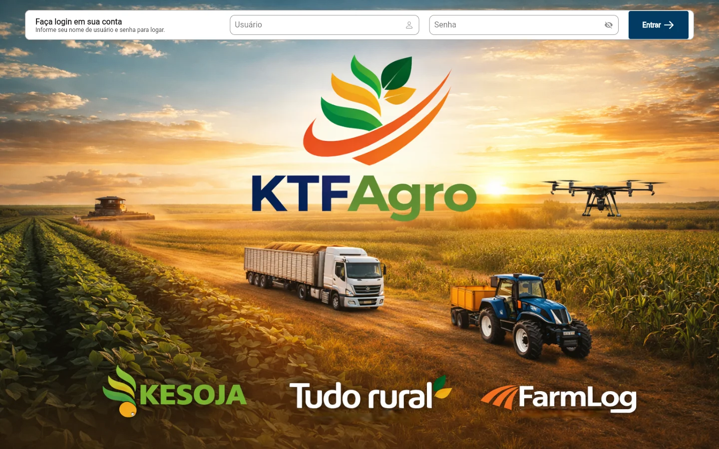Tela de acesso do portal KTF Agro
